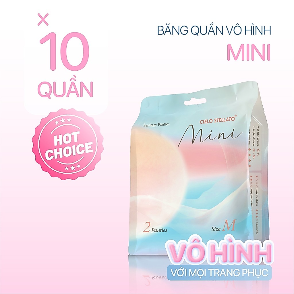Combo 10 băng quần vô hình MINI, không viền, mỏng nhẹ, thoáng khí, chống tràn 360