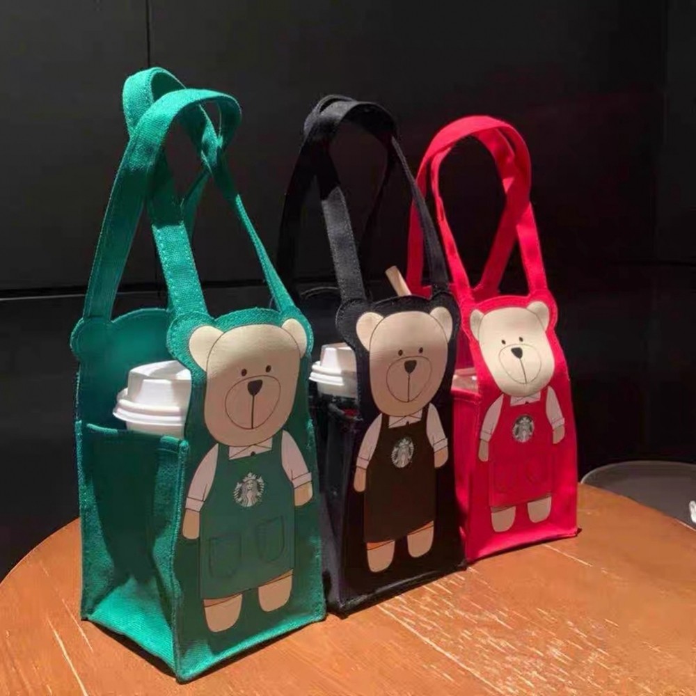 [DOLLDOLL-VN]Tote Bag Cup Bag Insulation Bag Tote Canvas Bag Apron Bear Canvas Bag Durable