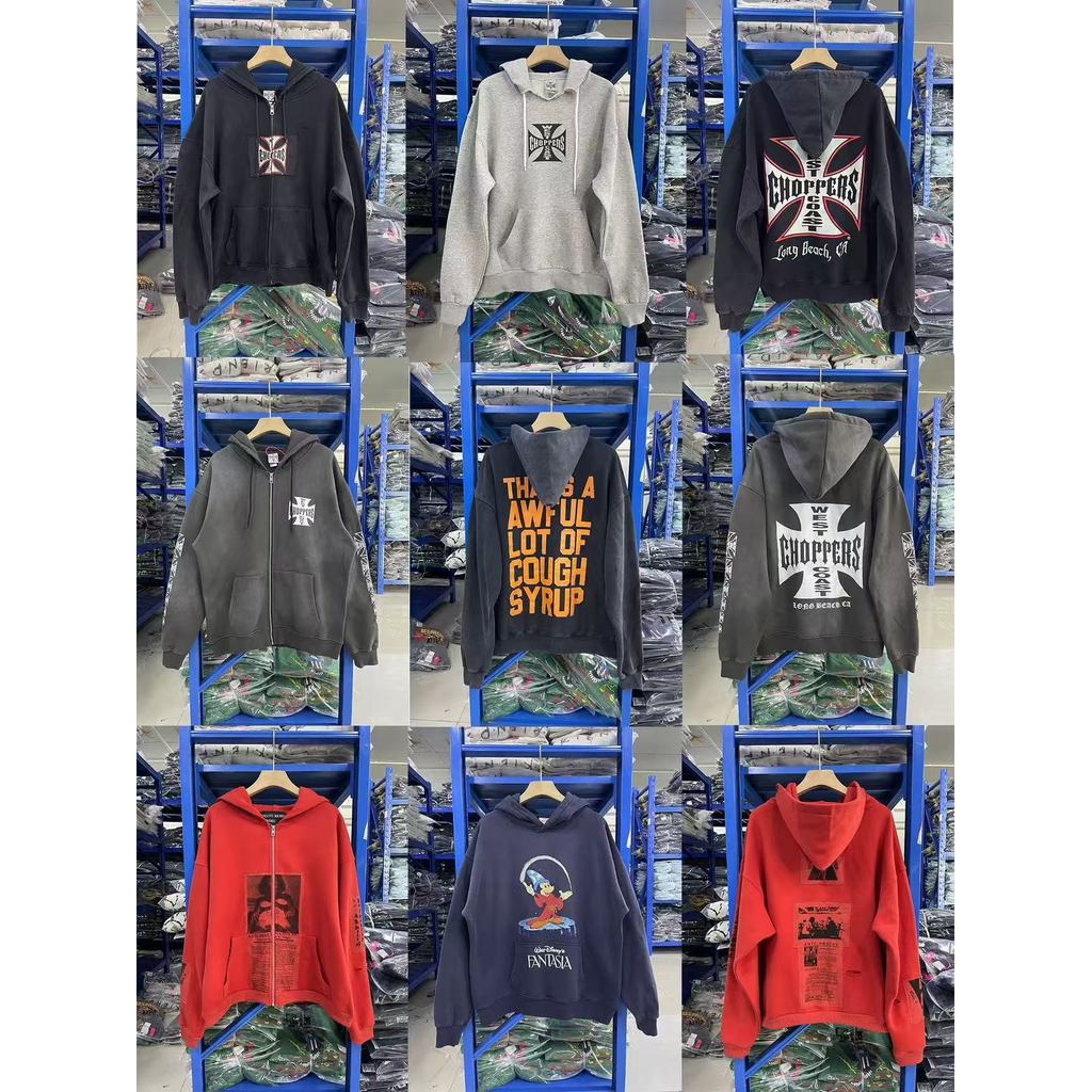 PEDW ERD Style West Coast Cross Sanskrit Washed Vintage Zipper Hoodie American Style vintage Hoodie