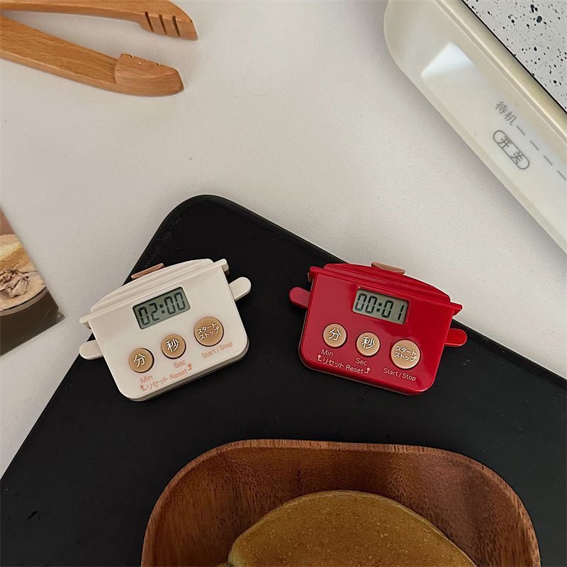 TQ~Creative small electric rice cooker timer, magnetic kitchen cooking timer with magnet, rice cooki