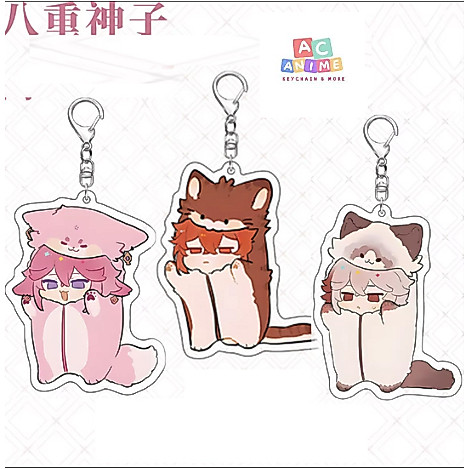 Móc khoá Anime Game Cute Cartoon Animal Cat Yae Miko Kaedehara Kazuha Tartaglia Nahida Wanderer Keyc