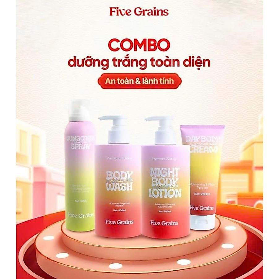 Kem Dưỡng Body Five Grains Trắng Da Niacinamide, Alpha-Arbutin Nâng Tone