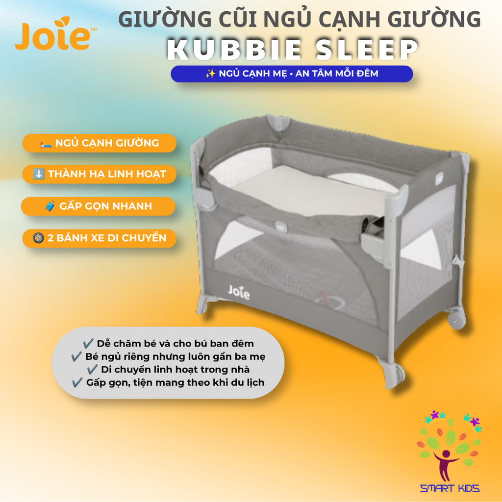 Giường Cũi Trẻ Em Joie Kubbie Sleep Foggy Gray