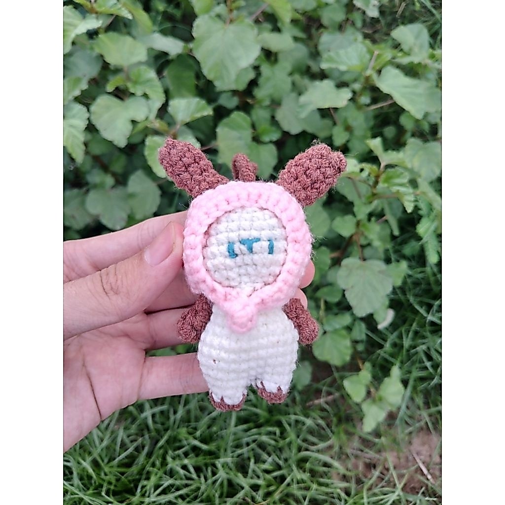móc khóa len mèo đội mũ thỏ trang trí ballo, móc chìa khóa,...