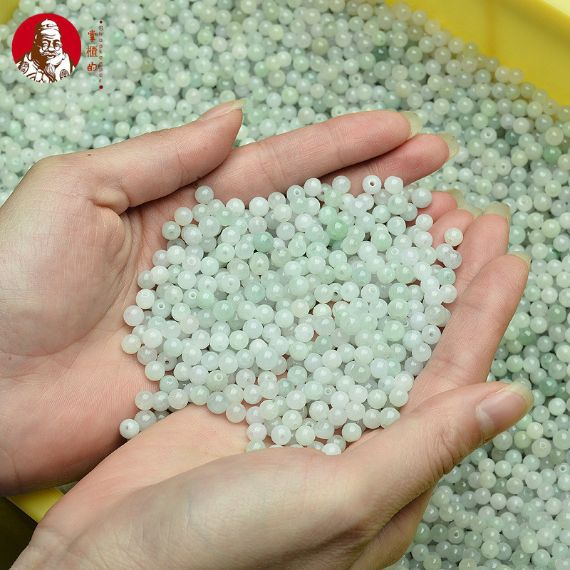 ((Giá 20 Miếng) Hàng Tự Nhiên Jadeite Ice Waxy Xanh nhạt Hạt Tròn Rời Hạt Vòng Tay DIY Phụ Kiện