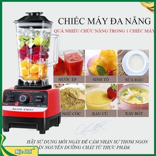 Máy Xay Sinh Tố Công Nghiệp Silver Crest SC-1589 (2 Cối, 4500W)