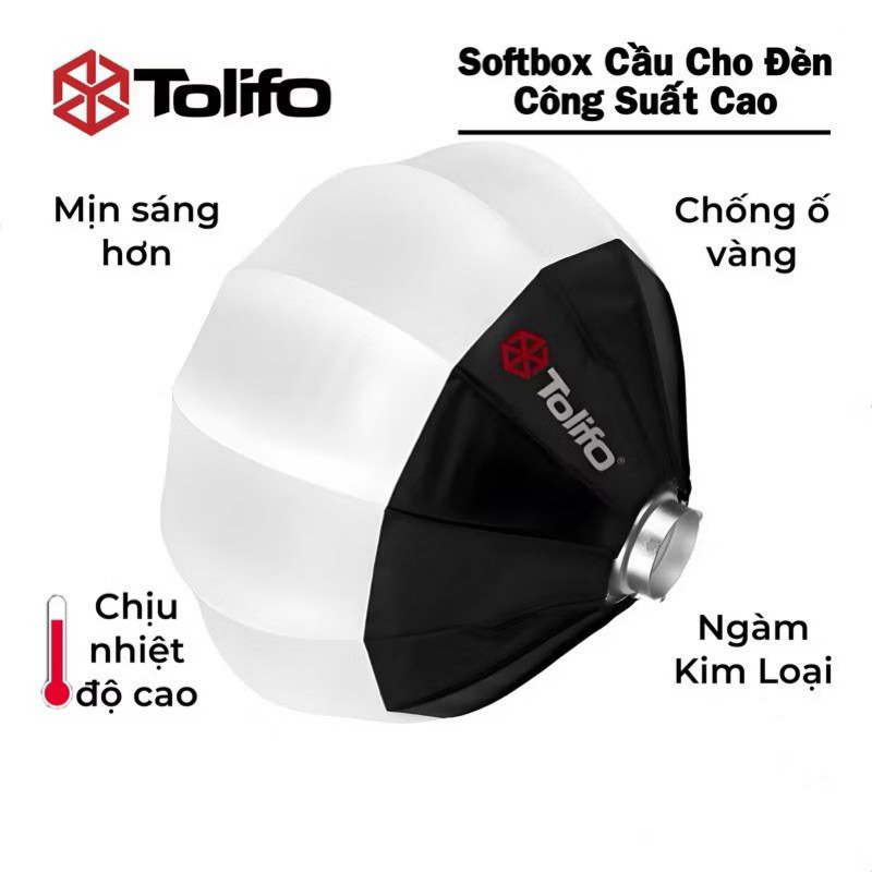 Softbox Cầu, Tản Sáng Hình Cầu Cho Đèn Led Công Suất Cao (Chinaball) Ngàm Bowen Size 65cm Nhiều Loại