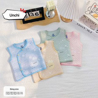  Gile sơ sinh bé trai bé gái Unchi hoạ tiết kẻ chất trần bông dầy dặn mềm mại giữ ấm cho bé UC.GL25.1 