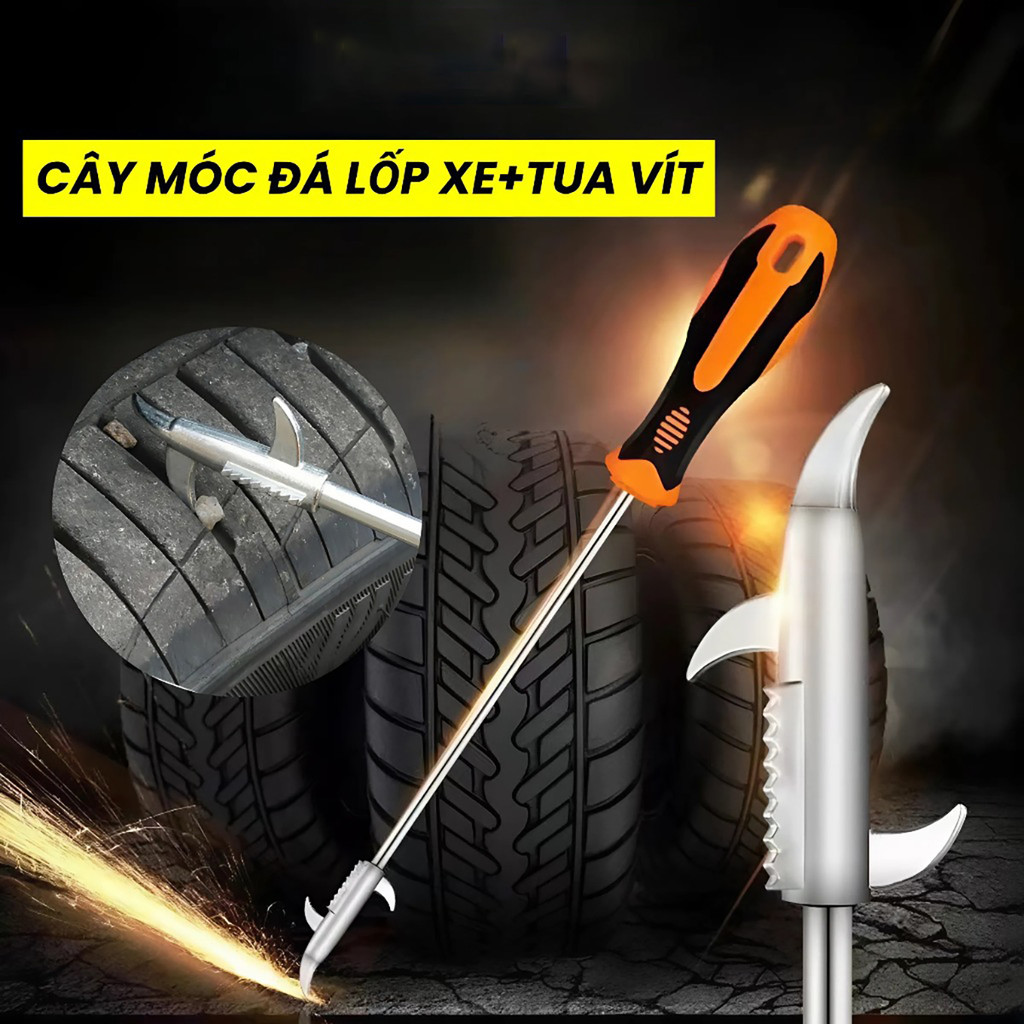 Dụng Cụ Móc Đá Dăm Lốp Xe Hơi Cậy Đinh Lốp Ô Tô Xe Máy Đa Năng Đầu Tua Vít 4 Cạnh Phá Kính SA888