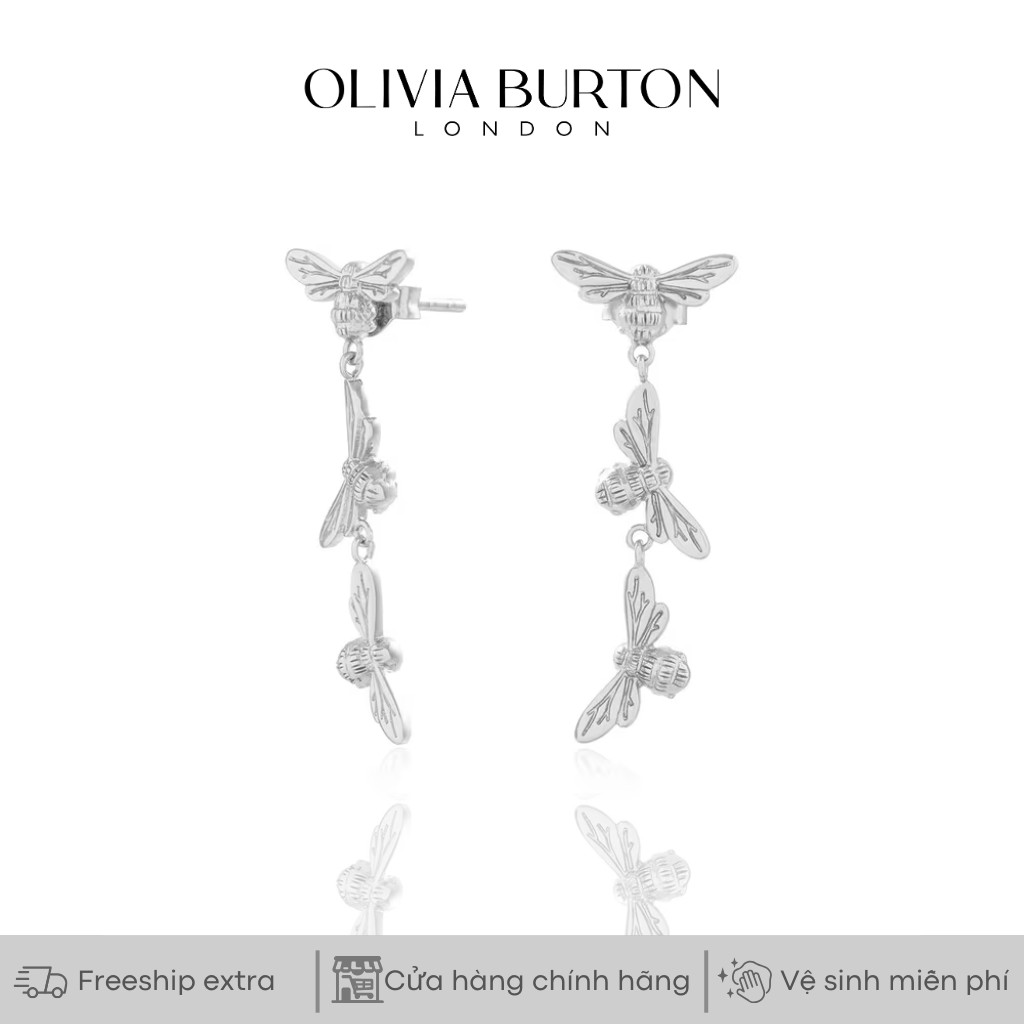 Khuyên tai Olivia Burton Bee Drop màu bạc