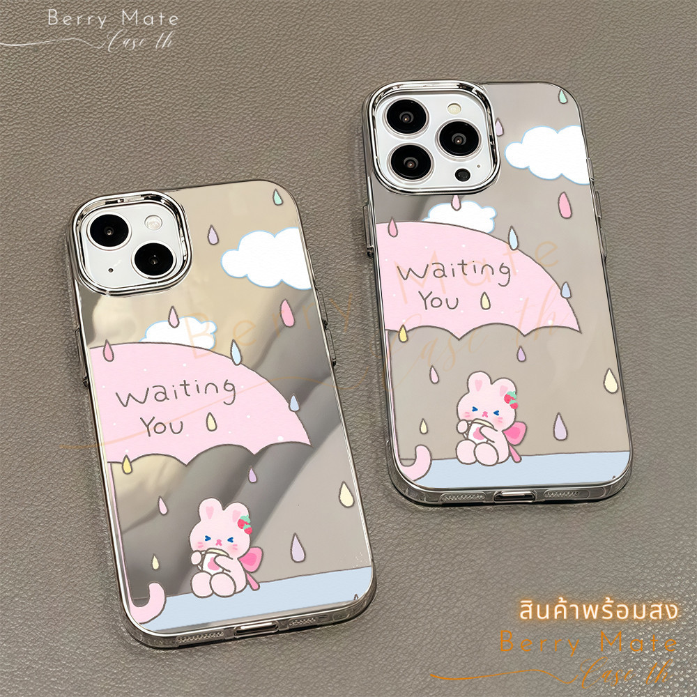 Ốp Lưng Cho Iphone 11 Thỏ Màu Hồng Ô Gương Đứng IPhone13 14 11 12 Pro 7 / 8PLUS 15 16 PROMAX X XR XS