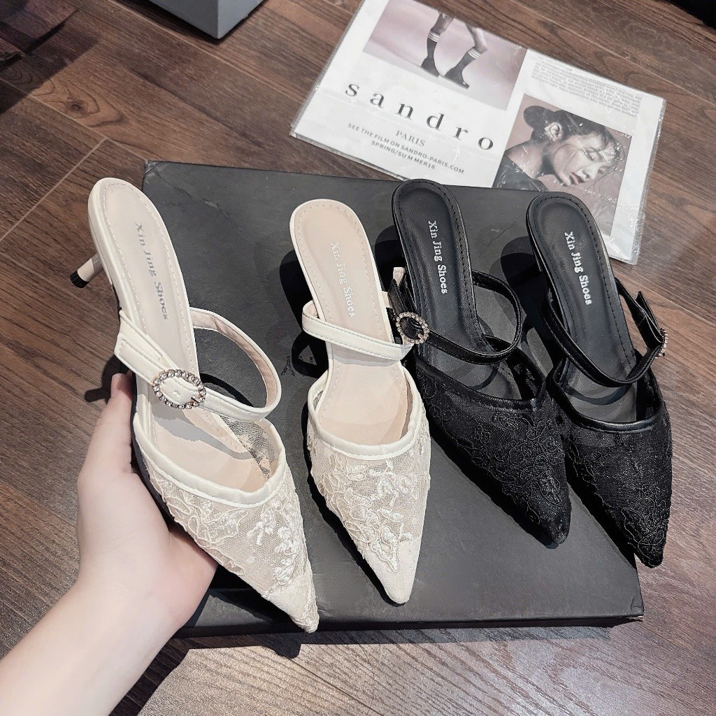 Cao Gót MŨI NHỌN Quai Lưới Ngang Mảnh- G302