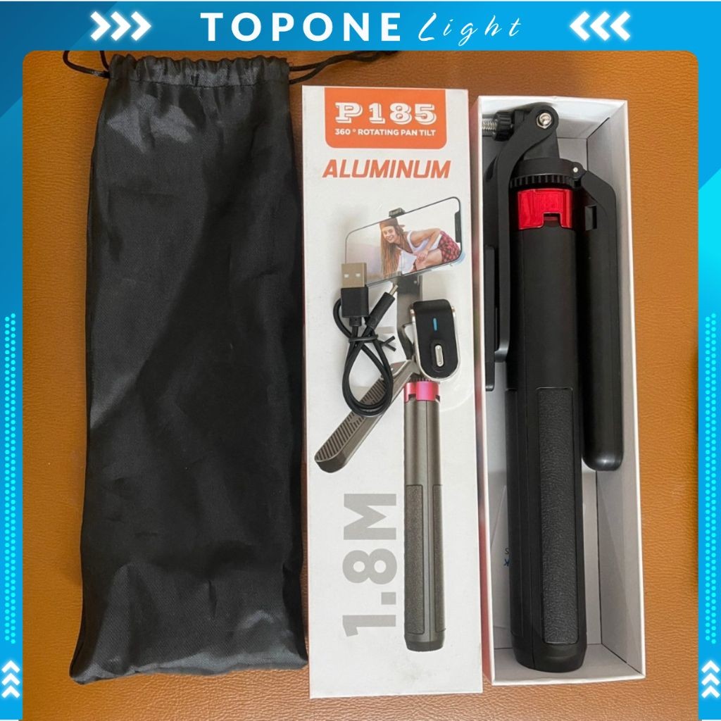 Gậy Chụp Ảnh 4 Chân P185 - Gậy Selfie Cầm Tay Tặng Kèm Remote, Chiều Dài Sử Dụng 30-180cm - Chính Hãng Top One | BigBuy360 - bigbuy360.vn