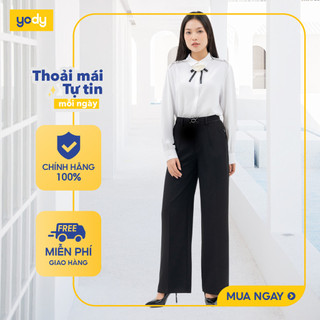     CLEAR  Còn size 32 33 Quần jeans nữ ống rộng YODY túi vuông cá tính dáng suông chất vải siêu mềm QJN6034 