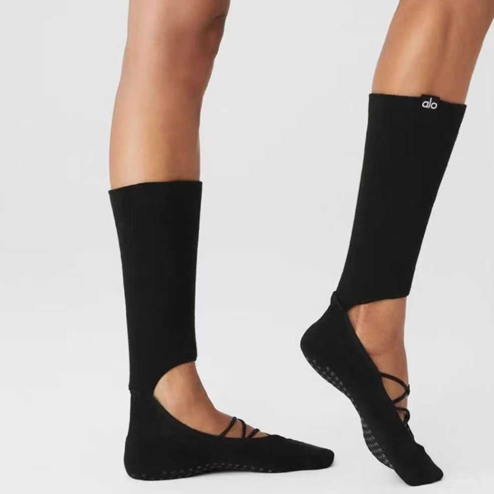 Alo Yog* Professional Pilates Yoga Socks for Women, Fitness Sports Non-Slip Sweat-Absorbing Calf Soc