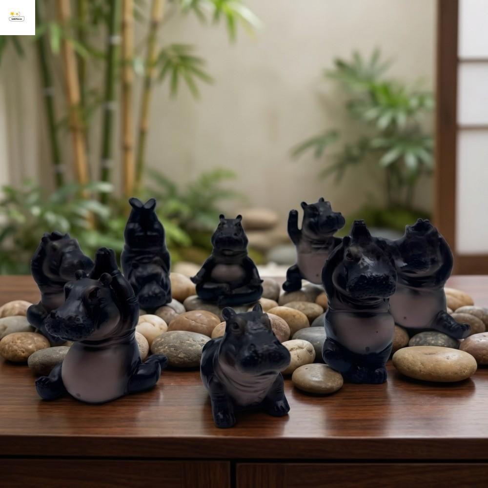 HOBBYHAVEN Clumsy Yoga Master Hippo, với tư thế thiền Asanas Nhựa Yoga Hippo Tượng, tư thế Yoga đầy 