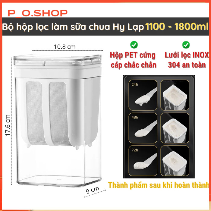 【🔥Rẻ】Bộ lọc sữa chua Hy Lạp cốc Hộp làm sữa chua 304 không gỉ tách váng nhanh