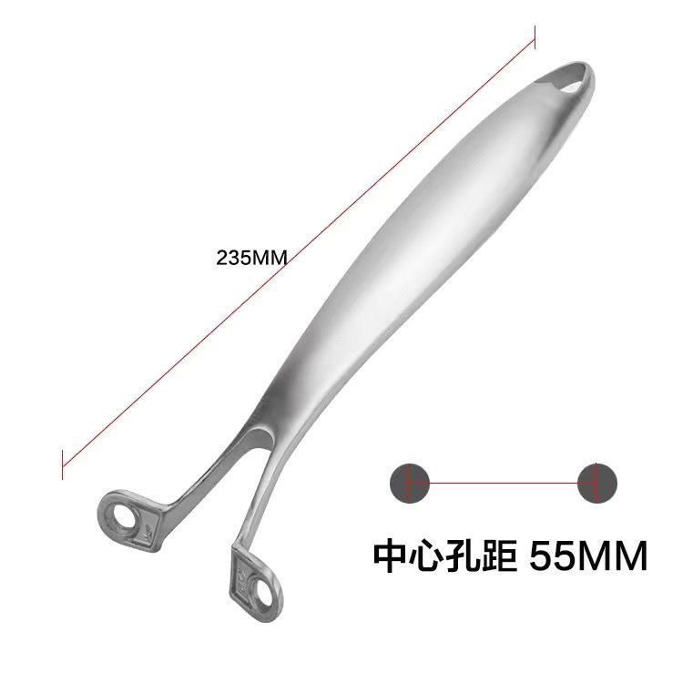 XINPIN*Wok Handle Stainless Steel Two-Hole Iron Pot Handle Spatula Cooking Pan Handle Pot for Induct