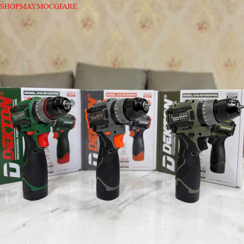 Máy khoan pin DEKTON D16-ID1060PRO (chưa có pin sạc) tùy chọn màu SHOPMAYMOCGIARE