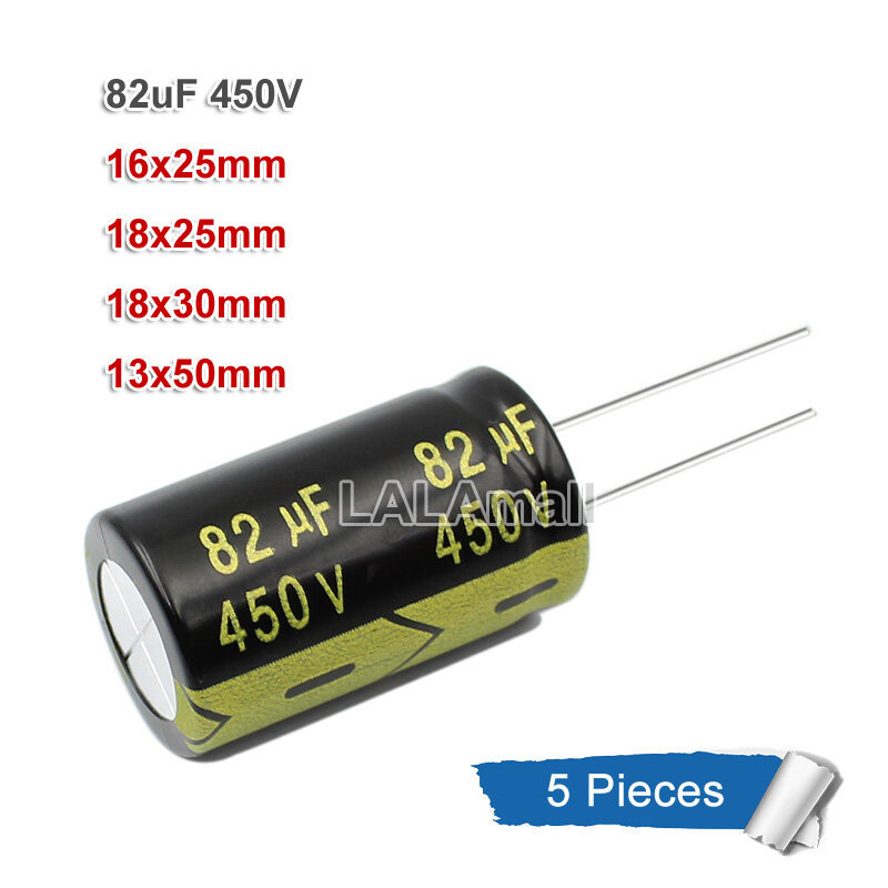 5 Cái / lốc 450V82uF 82UF 450V Qua Lỗ Nhôm Điện Phân Tụ 16x25 18x25 18X30 13x50mm