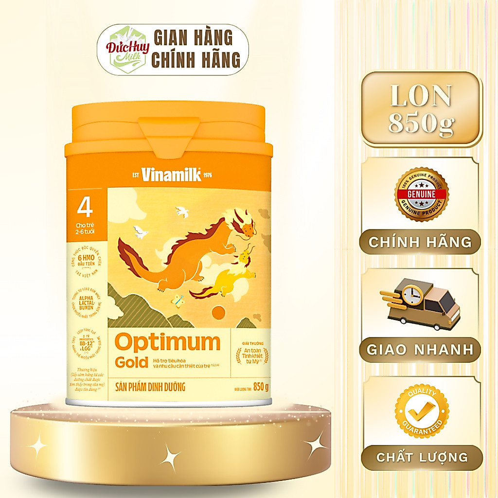 Sữa Bột Vinamilk Optimum Gold 4 Hỗ Trợ Tiêu Hóa Tăng Cân Cho Bé Lon 800g
