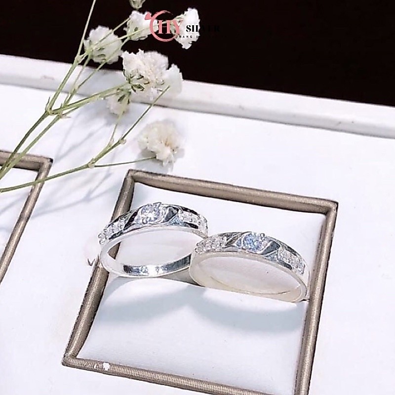 Nhẫn đôi bạc CHY SILVER đính đá nhẹ nhàng bạc ta