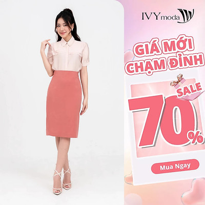 Chân váy bút chì chéo viền IVY moda MS 31M8374