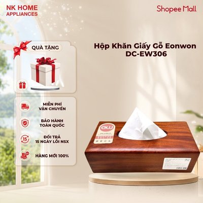 Hộp Khăn Giấy Gỗ Chữ Nhật ew eonwon DC-EW306 - Gỗ Tự Nhiên - Thiết Kế Tối Giản - Hàng Chính Hãng