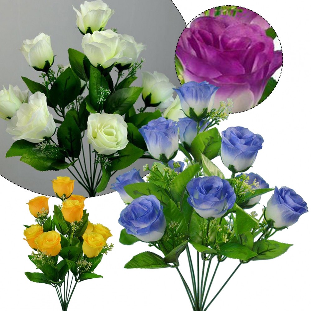 [DOLLDOLL-VN]Elegant Artificial Silk Flowers Rose Bud Bunch for Coffee Shop Display