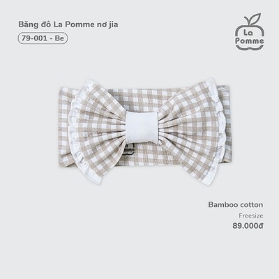 Băng đô La Pomme nơ jia - Sợi Bamboo Cotton mềm mại, hỗ trợ kháng khuẩn – Bé gái