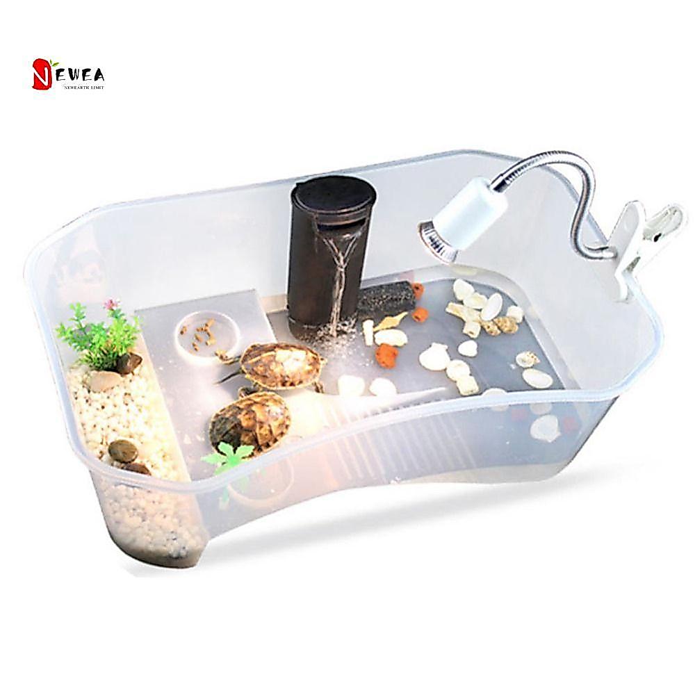 NEWEARTH LIMIT Turtle Vivarium Box, Basking Ramp Water Land Dual Use Turtle Aquarium, Goldfish Feedi