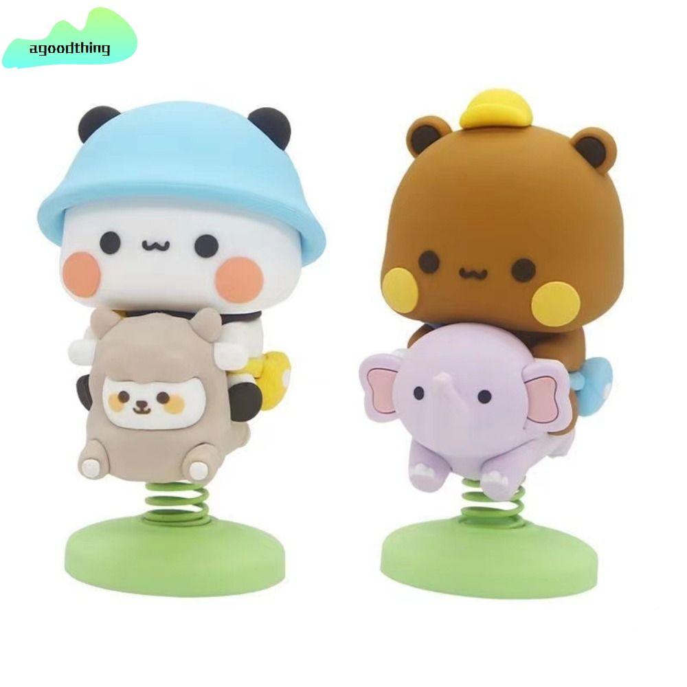 AGOODTHING Bubu Dudu Gấu Đồ Chơi Mô Hình, Kawaii Lắc Đầu Gấu Trúc Hình, PVC Bubu Dudu Sưu Tập Trang 