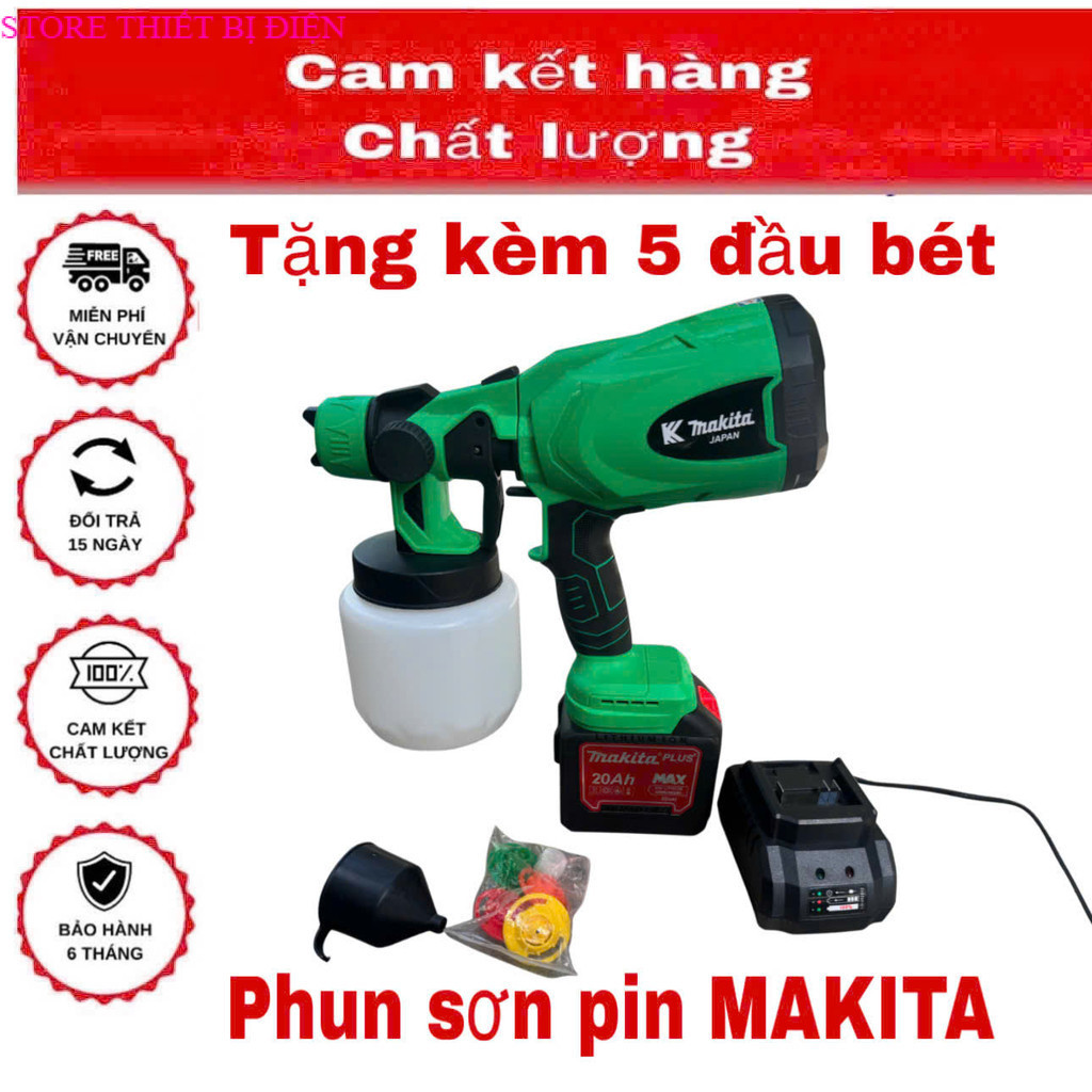 Thân Máy Phun Sơn Pin  MAKITA KZ21PS  , Công Suất 200w, Lưu Lượng 800ml/p, Tạo Sương STORE THIẾT BỊ 