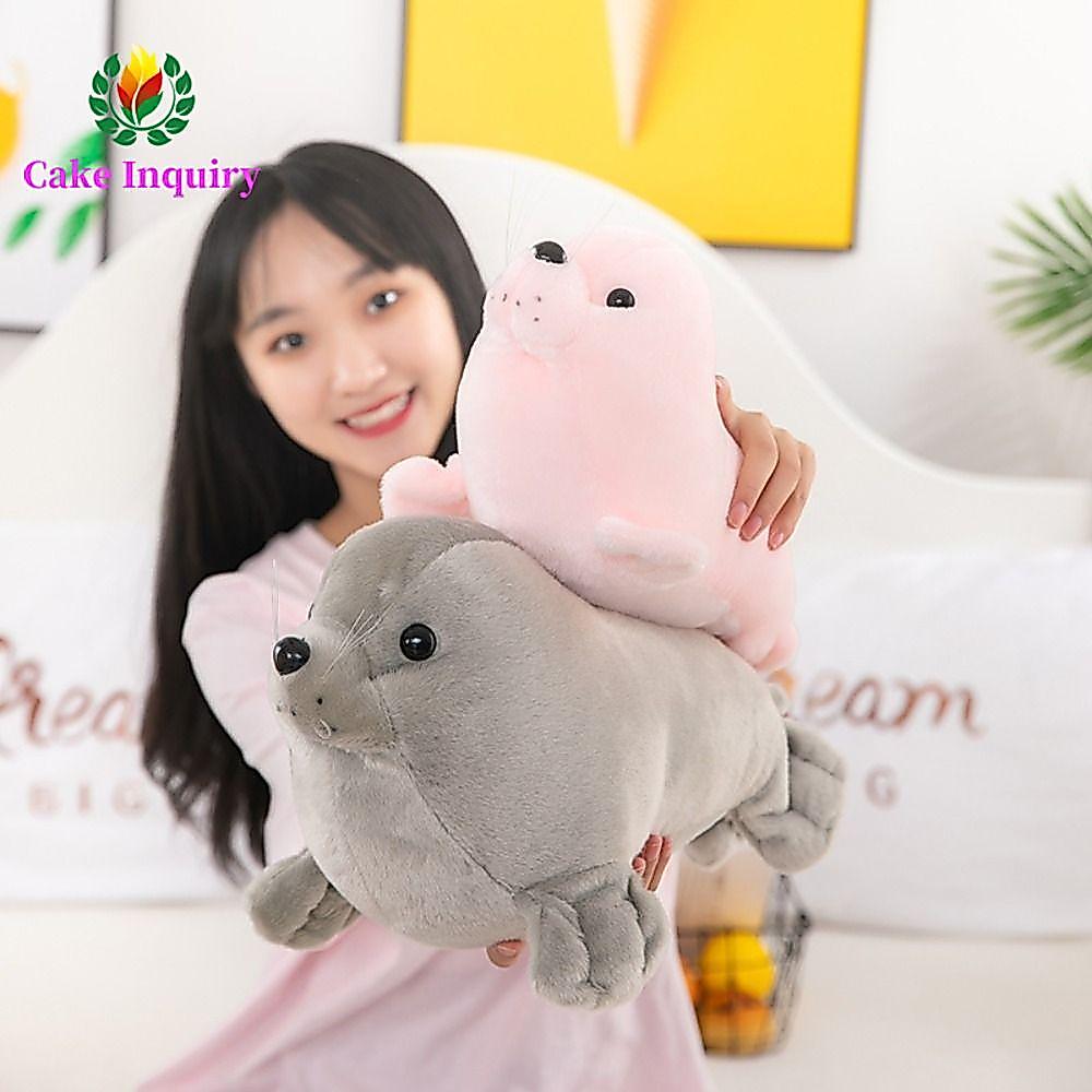 SAHRAI Seal Búp bê sang trọng, Gối động vật Fluffy Seal Đồ chơi nhồi bông sang trọng, Lông thú thời 