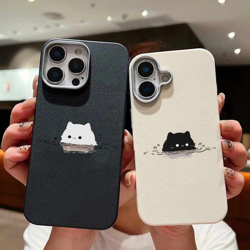Funny Black White Cat Lovers Cặp đôi sơn da PU cho Xiaomi 17T Pro Poco X8 Pro Poco X8 Pro Poco X8 Pr