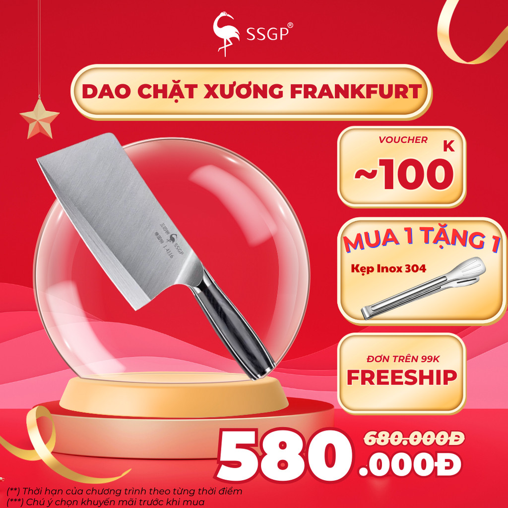 Dao làm bếp Frankfurt SSGP Đức - SS01808 dao chặt xương bò bộ dao nhà bếp, dao chặt thịt gà của nhật
