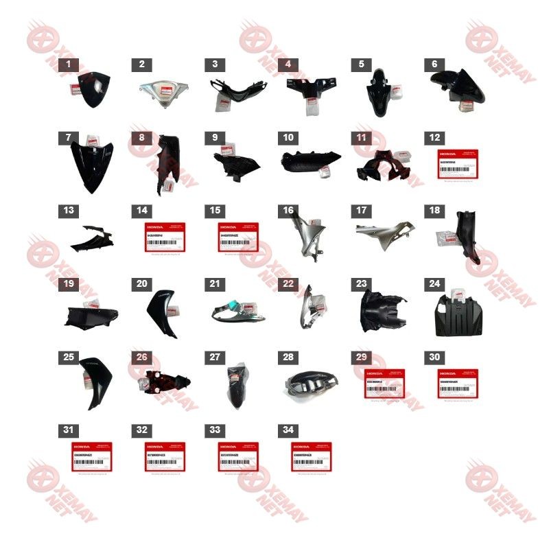 Bộ Nhựa - Dàn Vỏ - Dàn Áo Air Blade 110 Năm 2011 Màu Đen - Nhb25M A9