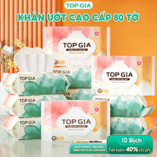 Khăn ướt cao cấp Topgia 80 tờ [ mới ] mềm mại, không cồn không mùi, không parabens dành cho mẹ và bé