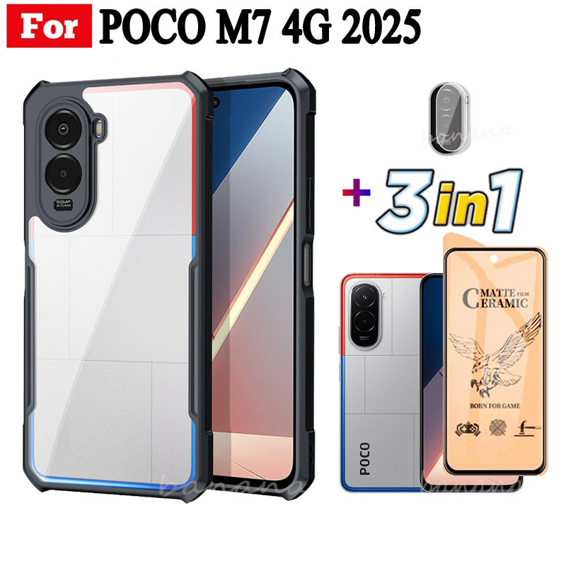 Ốp điện thoại chống sốc 3 trong 1 cho POCO M7 4G cho Poco M7 Plus M7 Pro F7 X7 Pro Poco C71 Phim mờ 