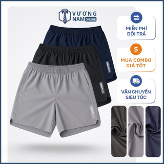  Quần đùi thể thao nam tập GYM chạy bộ vải dù gió túi sau để ĐT LOGO phản quang xẻ chữ V VNO172 