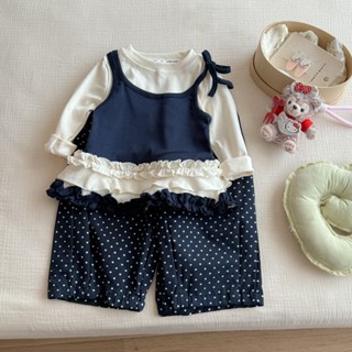  Set Thu Đông Áo Tay Dài 2 Lớp Quần Ống Rộng Chấm Bi Bé Gái 1-8 Tuổi MINTSCLOSET Quảng Châu - GA2439 