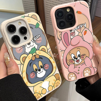 Ốp điện thoại SuntaihoFunny Dress Up Tom Jerry Cặp đôi Frosted Soft Premium Vỏ chống sốc cho iPhone 11 12 13 14 15 16 Pro Max IP 7 8 Plus Iphon X XS XR Xs max