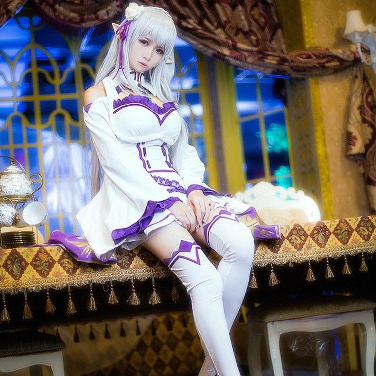 Cuộc sống thế giới khác từ đầu Emilia cosplay trang phục anime bộ tuxedo hàng sẵn