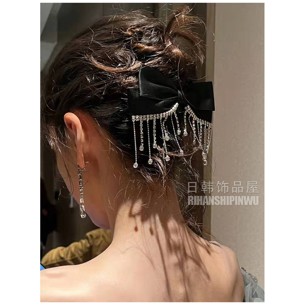 Yang Ying Angelababy Đêm Giao Thừa Cùng Phong Cách Nơ Tóc Đen Chạy Kim Cương Giả Lưng Phụ Kiện Tóc M