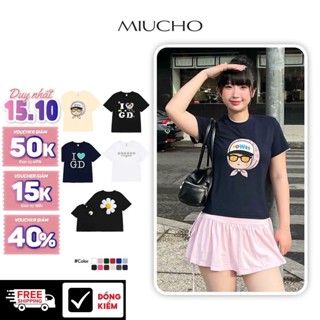 Áo baby tee ôm hoa cúc GD Miucho BST vải cotton 2 chiều co giãn thoáng mát in mix