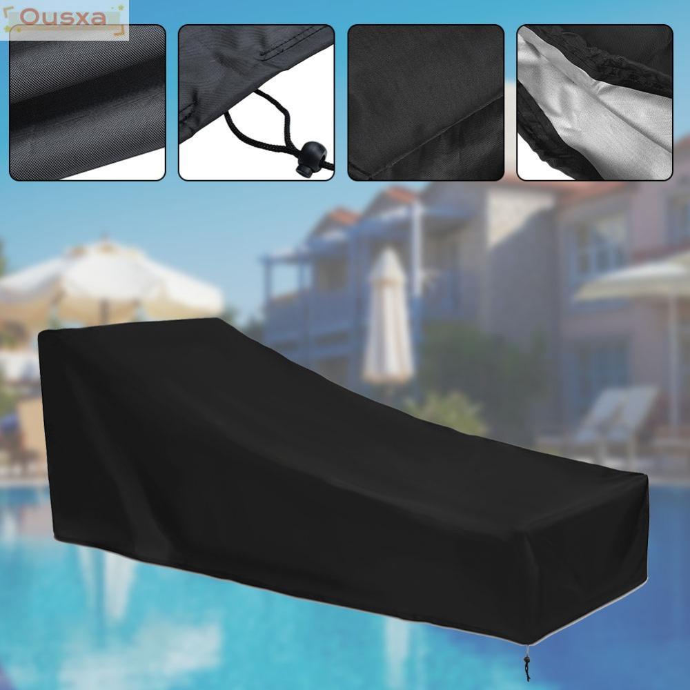 OUSXA Chaise Lounge Bọc Ghế, Vải Màu Đen Chống Thấm Nước Chaise Lounge Cover, Gấp Bền Chống Bụi Ngoà