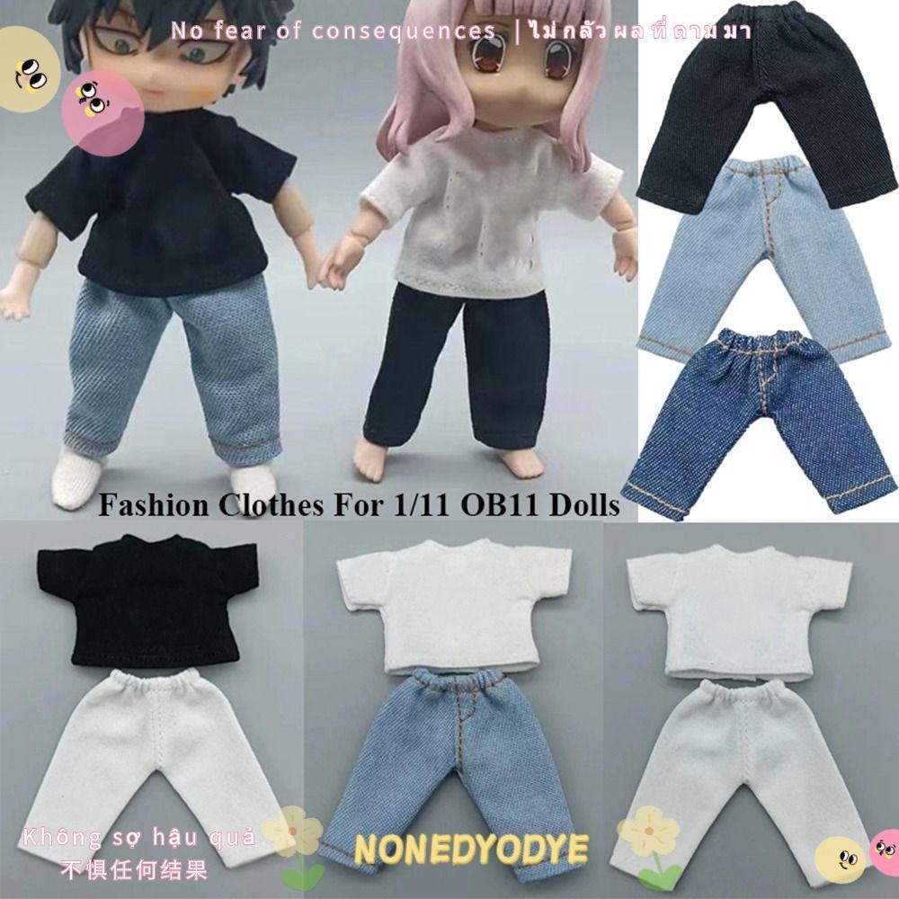 Áo thun quần áo búp bê NONEDYODYE, Quần búp bê thời trang dễ thương, Quần Denim Mini 8 màu cho 1 / 1