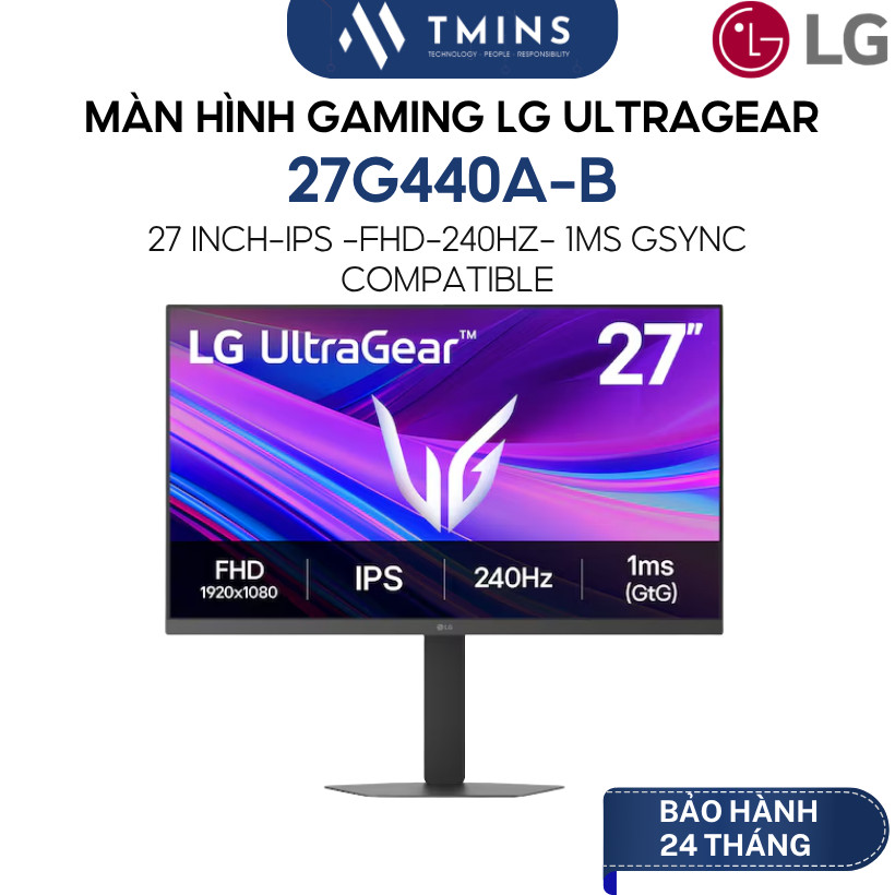 Màn hình Gaming LG UltraGear 27G440A-B (27inch/ IPS/ FHD/ 240Hz/ 1ms/ Gsync Compatible)- Chính hãng