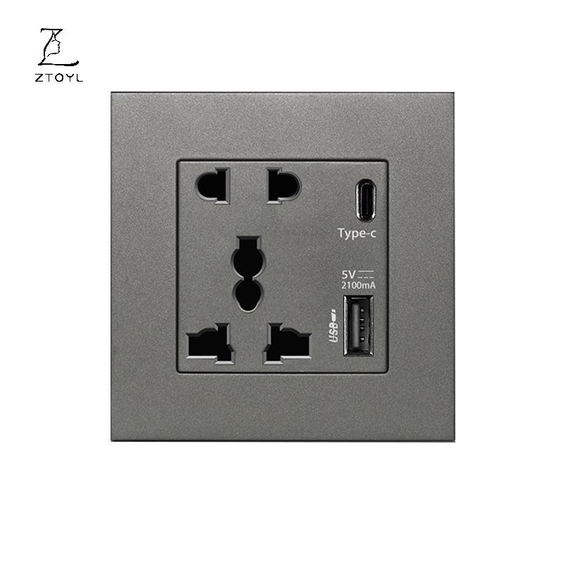 Bộ nguồn Ztoyl 2100MA USB Soet Bảng điều khiển quốc tế 13A UK Wall Type C Giao diện IR