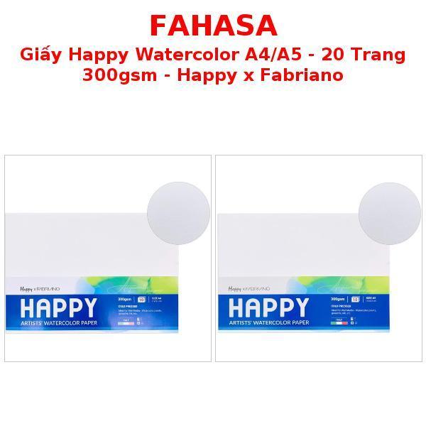 Giấy Happy Watercolor A4/A5 - 20 Trang 300gsm - Happy x Fabriano HA300A4/HA300A5
